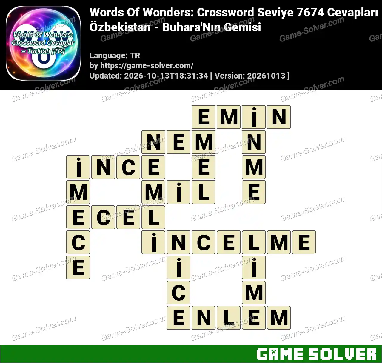 Words Of Wonders: Crossword Seviye 7674 Cevapları – Özbekistan – Buhara’Nın Gemisi